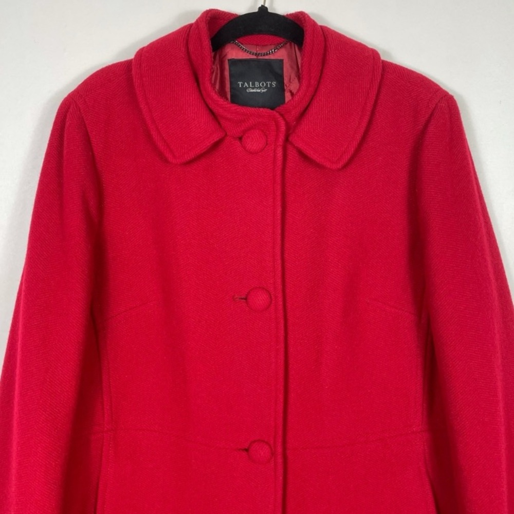 Talbots red wool blend tailored coat . Size 12 - Picture 3 of 16